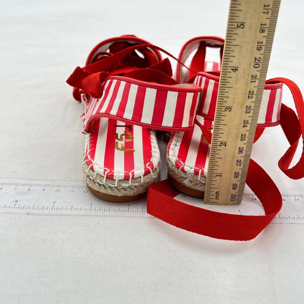 FSJ Red and White Striped Espadrille Sandals 9 - Picture 4 of 7